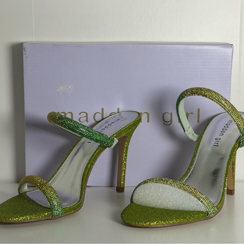 Madden Girl Green Glitter High Heel Sandals